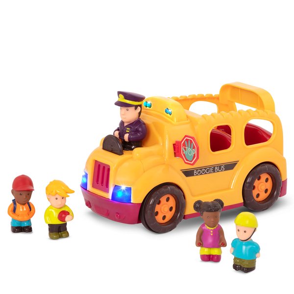 B. toys – Interactive Yellow School Bus – 5 Toy Figures - Lights And Sounds – Toy School Bus For Toddlers, Kids – Driver & Passengers – 18 Months + – Boogie Bus