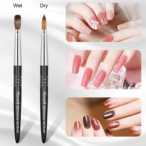 KEMEISI Acrylic Nail Brush Size #08, 100% Pure Kolinsky Nail Art Brushes for Acrylic Application, Sturdy Handle Oval Shaped Acrylic Powder Nail Design Tools for Professional Manicure DIY