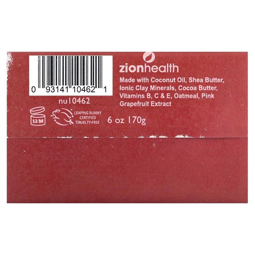 Zion Health Ancient Clay Shampoo Bar, Pink Grapefruit, 6 oz (70 g)