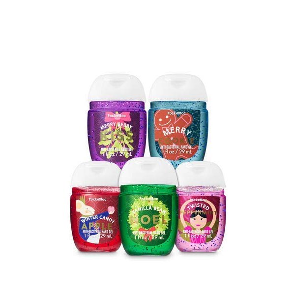 Bath & Body Works 5 Pack Pocketbac Holiday Traditions Bundle Hand Sanitizers