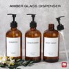 GMISUN Glass Amber Shampoo and Conditioner Dispenser Bottles, Refillable Shampoo and Conditioner, Body Wash Dispenser Bottles with Pump, Empty Reusable Bathroom Shower Bottles Set, 3 Pack(Amber)