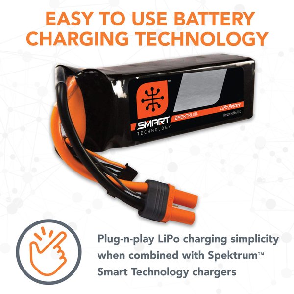 Spektrum Smart RC LiPo Battery Pack: 5000mAh 6S 22.2V 100C, IC5 Connectors (EC5 Compatible), SPMX50006S100, Black