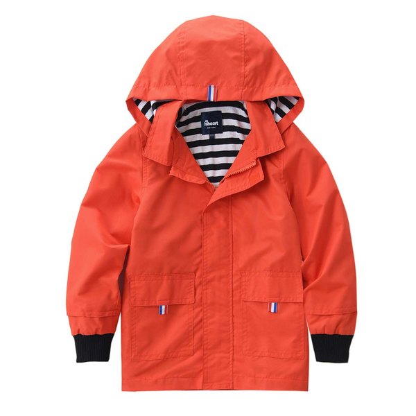 Hiheart Girls Boys Waterproof Hooded Jackets Cotton Lined Rain Jackets Orange 3T