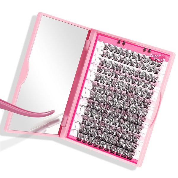 Lash Clusters, 120 Pcs Individual Cluster Lashes DIY Lash Extension Zero Downy-C-10-18mix Eyelash Clusters Volume Wispy Lashes Super Thin Band Reusable Soft & Comfortable(Downy-C-10-18 mix)