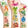 81PCS Dragon Temporary Tattoos Stickers Themed Birthday Party Decorations Supplies Favors Decor Cute Gifts for Kids Girls Women Adults Boys Classroom Prizes Rewards
