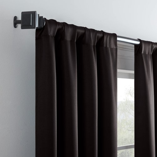 Eclipse Darrell Modern Blackout Thermal Rod Pocket Window Curtains for Bedroom or Living Room (Single Panel), 37 in x 84 in, Black