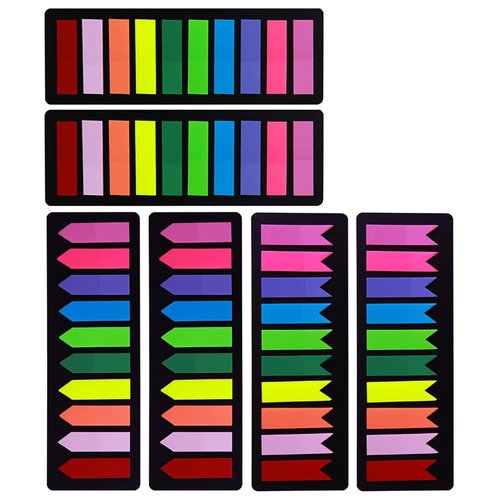 KICNIC 1500 Pieces Page Markers Sticky Index Tabs, Arrow Flag Tabs Self Adhesive, Colored Notes Tab Stickers for Notebook, Documents, Books [10 Colors, 3 Designs] Sticks Securely, Removes Cleanly