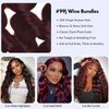 MOMOSHERO 99j Dark Burgundy Body Wave Human Hair 3 Bundles, 10A Sew In Wavy Weave Bundles Chic Dark Burgundy Color 100% Brazilian Virgin Remy Human Hair Soft Glossy #99j Red Wine Color 12 14 16 Inch