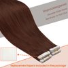 Sunny Hair Auburn Tape in Hair Extensions Auburn Brown Human Hair Extensions Tape ins Auburn #33 Tape in Natural Hair Extensions Burgundy Tape in Auburn Hair Extensions 50g 20pcs 18inch