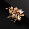 Teyglen Rhinestone Wedding Hair Comb, Champagne, Sparkly Headpiece for Women and Girls, 8*5cm/3.14*1.96in, Alloy+Rhinestones+Crystal