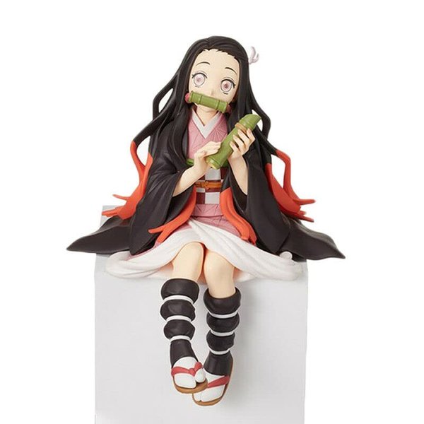 Nezuko Demon Figure Anime Eating Rice Balls Sitting Pose Character Demon Ninja Anime Collection Toy Prop