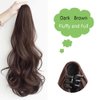 Anbuwei Claw Clip Ponytail Extension Curly Wavy Clip in Hair Pieces 18 Inch Long Fake Pony Tails Hair Extensions for Women (Dark Brown)
