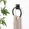 Monarch Abode 19131 Round Towel Ring Holder Hand Hammered Wall Mount Bathroom and Kitchen Storage, Metal Towel Hanger, 7 inch, Matte Black