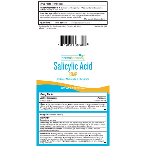 Dermaharmony 2% Salicylic Acid Natural Soap for Acne (4 oz Bar)