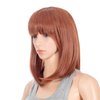 SWACC Short Straight Bob Wig with Bangs Synthetic Colorful Cosplay Daily Party Flapper Wig for Women with Wig Cap (Dark Copper Red)
