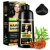 Black Hair Dye Shampoo, 3 in1 Hair Color Shampoo for Gray Hair, Coverage for Women & Men Natural Herbal Plant Semi Permanent Grey Hair Cover Treated 500ml