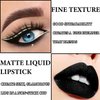 2Pcs Matte Lipstick and Lipliner Set,Velvet Liquid Lipgloss Set Non-Stick Cup Black Lip Gloss Lip Liner,High Pigmented Black Lipstick Long Lasting Waterproof Lip Stain Set for Women Halloween Goth Mak