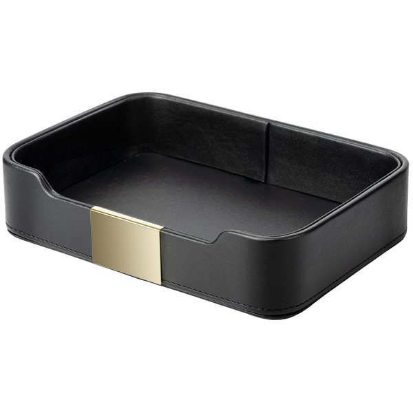 SANZIE Luxury Leather Tray Desktop Storage Small Catchall Organizer Decorative Tray for Entryway Table to Hold Jewelry Watch Keys Phone Wallet