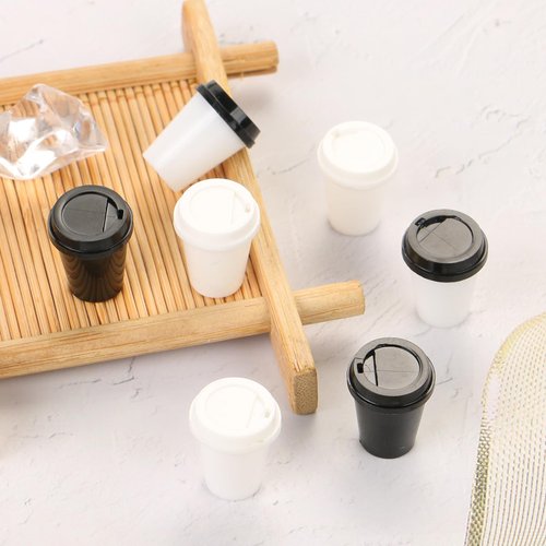 12 Set Dollhouse Miniatures Coffee Cups 1:12 Mini Takeaway Coffee Cup Miniature Dollhouse Accessories Mini Things for Mini Coffee Shop