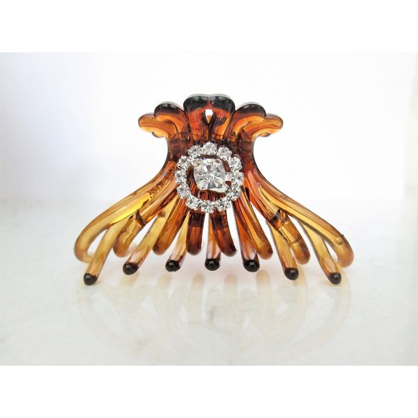 Generic Smaller brown hair claw clip for fine, thin hair with crystals