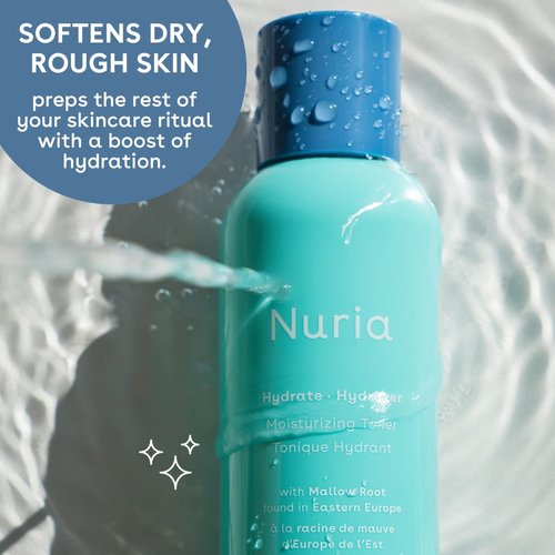 Nuria - Hydrate Moisturizing Facial Toner, Aloe Vera Toner for All Skin Types, with Mallow Root, Chamomile, Rose Oil, and Glycerin, 180mL/6.1 fl oz