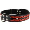 Genuine Leather Braided Studded Dog Collar, Red on Black 1.5" Wide. Fits 17"-22" Neck.
