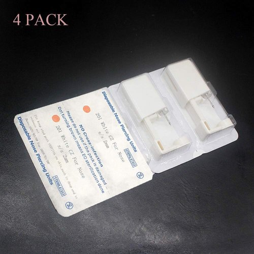Silver Angel Nose Piercing Kit,Disposable Nose Piercing Gun at Home,Self Nose Piercing Gun Tool with Built-in 2mm Hypoallergenic Nose Studs (4 Pack)
