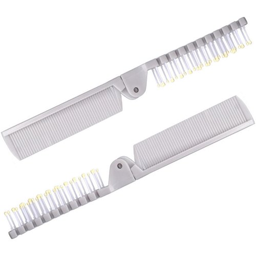 2 Piece Folding Hair Brush Set, Portable Travel-Friendly Comb – Small, Foldable for Purses – Mini Pocket Brush for Women and Girls – Anti-Static Double-Sided Compact Hair Comb