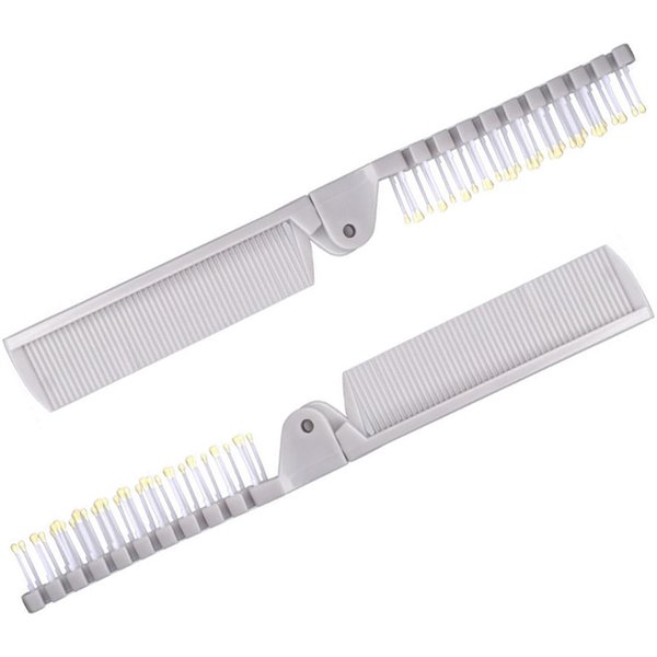 2 Piece Folding Hair Brush Set, Portable Travel-Friendly Comb – Small, Foldable for Purses – Mini Pocket Brush for Women and Girls – Anti-Static Double-Sided Compact Hair Comb