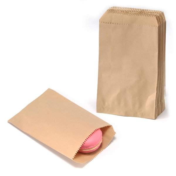 GANKEIC 4X6 Inch 100PCS Kraft Paper Flat Favor Bag Small Paper Bags for Packaging Party Christmas