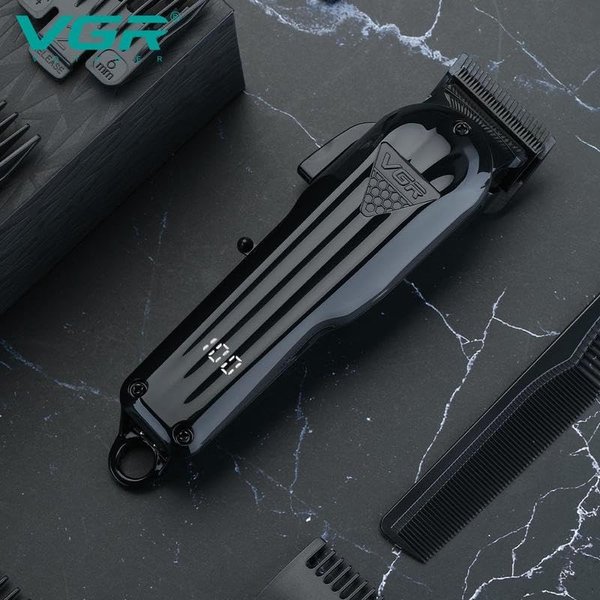 Generic Black Professional Hair Clipper - Men's Hair Clipper Kit for All Purpose Hair Cutting and Trimming - Wireless Rechargeable Cordless Ajustable Barber Hair Trimmer - Extra Guard & Comb Included