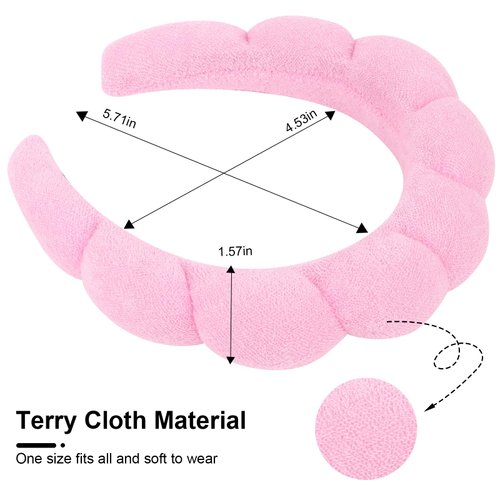 ACO-UINT 3 Pack Spa Headbands for Washing Face, Skincare Headbands Makeup Headband Sponge Face Wash Headband, Terry Cloth Headbands Puffy Hair Band for Washing Face
