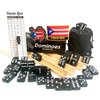 Puerto Rico Dominoes Adult Size Solid Black Puerto Rican Double six Domino Set - Full Game with Reusable Score Pad and Wooden Racks - Perfect for Family Fun!