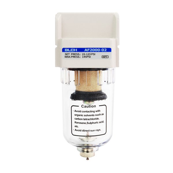 BLCH 1/4" NPT Air Line Dryer - Air Dryer for Compressor,Compressed Air Dryer Air Drying System AF2000-02 Manual Drain Poly Bowl 0-160 PSI 5μm