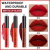 3Pcs Dark Red Rose Red Matte Liquid Lipstick Sets, Matte Dark Red Lipstick Lip Stain Waterproof Lip Gloss Gift Set Makeup Lipstick Kit 05