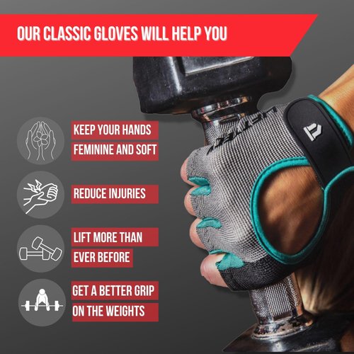 Lift Tech Fitness Workout Gloves for Women - Gym Gloves for Women Into Weightlifting, HIIT, Strength Training - Female Lifting Gloves with Full Palm Protection - Black,Grey & Pink, L