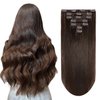 MIFIL Hair Extensions Real Human Hair Dark Brown Human Hair Extensions 16 inch 70g Hair Extensions Clip in Human Hair Straight Remy Real Hair Clip in Extensions (16inch,7pcs,70g)