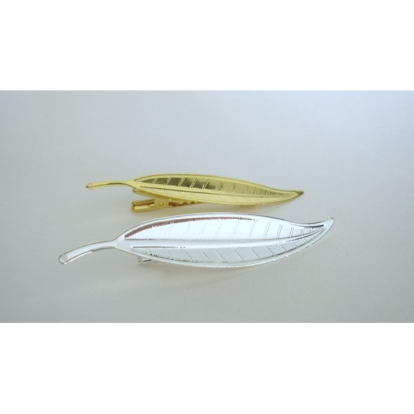 Gold or silver metal leaf alligator hair clip for fine thin hair (Primary color: Gold)