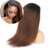 ANONLYLUX 180% Density Ombre Brown Kinky Straight Human Hair Wig 13x4 Yaki Straight Lace Front Wigs for Women Glueless Yaki Wig Pre Plucked With Baby Hair 1b/30 Color Kinky Straight Wig 18 Inch
