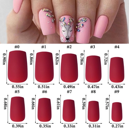 LoveOurHome 576pc Square Press on Nails Medium Matte Fake NailsTapered Square Full Cover Medium False Nails Press ons Nail Square Artificial Fingernails Colored Presson Nail Tips for Women Girls