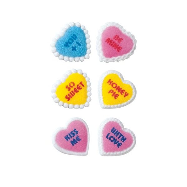 Valentines Day Heart Beats Sugar Decorations Cookie Cupcake Cake 12 Count