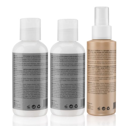 MOEHAIR Travel Trio Pack of Hair guard shampoo (3.4 FL), Hair Guard conditioner (3.4 FL) and leave-in conditioner (3.4FL) | Travel Size Moisturizing and Hydrating Hair Care Set