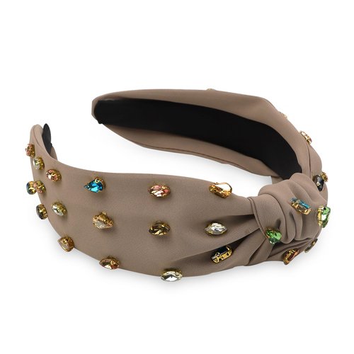 YISSION 1PC Crystal Knotted Headband for Women Non Slip Rhinestone Headband Coffee Head Band Fashion Wide Headbands Hair Accessories for Women Girls