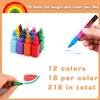 216 Counts Small Colorful Rainbow Stackable Crayons,Mini Crayon Bulk,Twistable Crayons for Kids,12 in 1 Stackable Crayons,Party Favors for Birthday Gifts,Goodie Bag Stuffers,Classroom Rewards(18PCS)