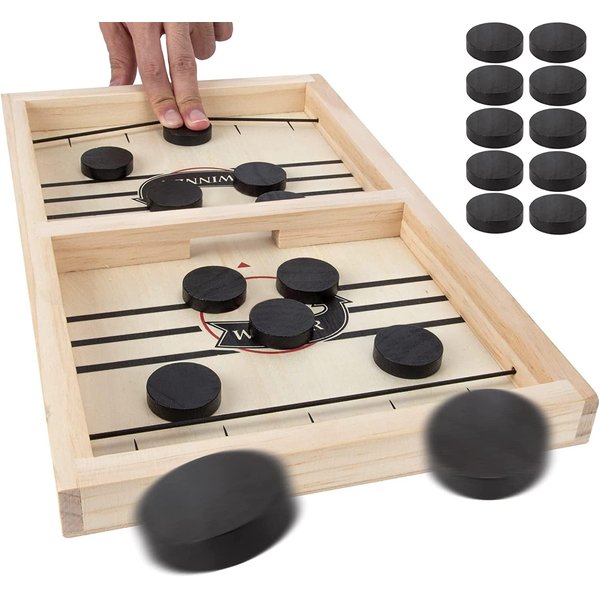 Fast Sling Puck Game, Slingshot Games Toy, Wooden Hockey Game Sling Puck, Super Winner Board Games Toys for Adults, Kids, Parent-Child Interactive Chess Toy Board Table Game