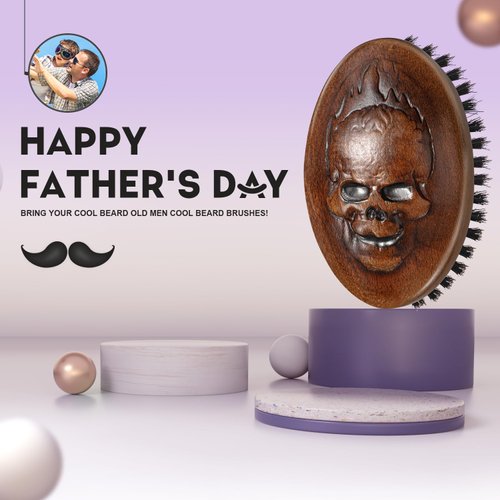 Inferno Styler by EAGLE FORTRESS 100% Boar Bristle Beard Hair Brush for Men - Portable Military Style Beard Brush with Hand-Polished Wooden Handle - Smoothing for Effortless Grooming