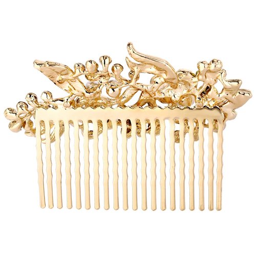 EVER FAITH Wedding Hair Comb Rhinestone Pearl Bridal Hair Accessories Flower Wedding Hair Piece for Bride Bridesmaids Blue Gold-Tone