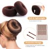 MAGDIY 10 Pcs Hair Bun Maker Medium Hair Donuts for Buns, Brown Ballet Bun Kit with 50pcs U Shaped Hair Pins and 10pcs Sock Bun for Women Girls Short & Thin Hair (Size M-3.15 inch, Brown)