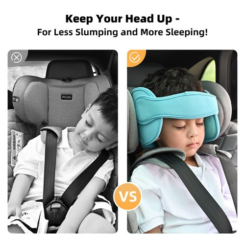 LETTON Adjustable Child Car Seat Head Support Band, Soft Kids Head Holder Head Strap, Safety Head & Neck Pillow Support - A Comfortable Sleep Solution (Lake Blue)