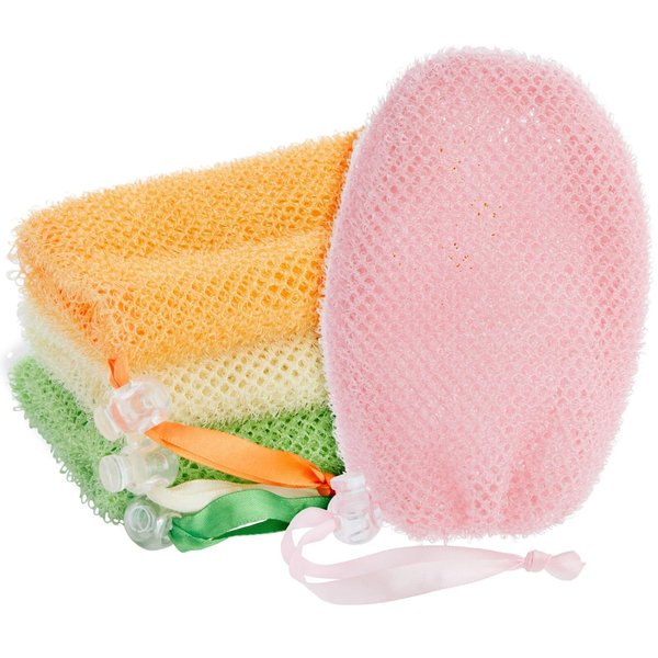 Juvale 4 Pack Soap Savers for Bar Soap with Drawstring Closure, Mesh Pouch for Exfoliating (4 Colors, 3.5 x 6 In)